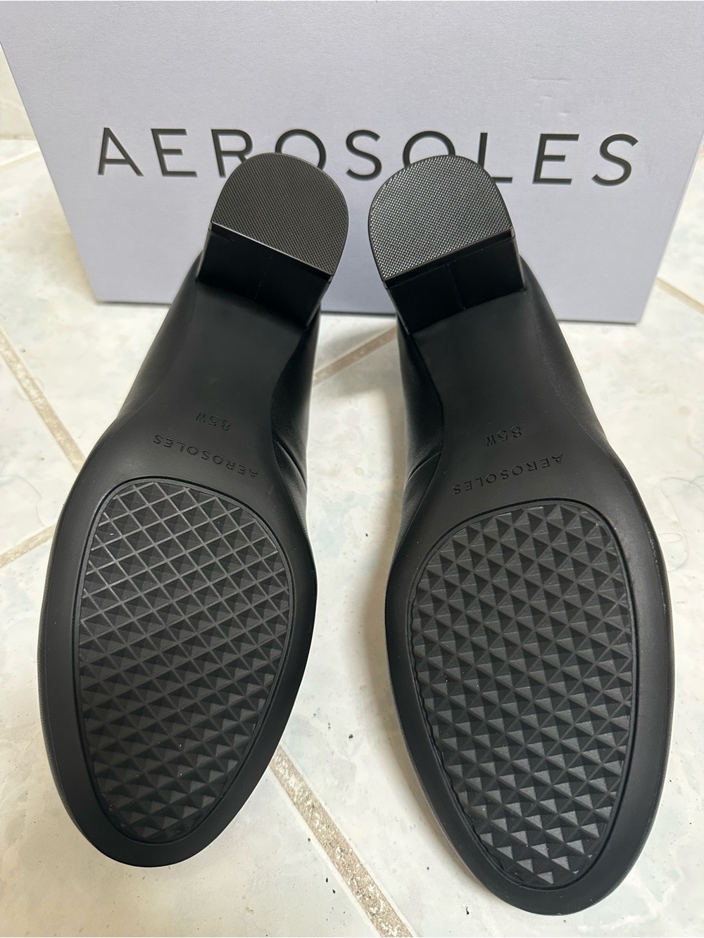 NWT Aerosoles Ebel Black Leather Mid Heel Pump Size 8.5 Wide - Picture 6 of 12